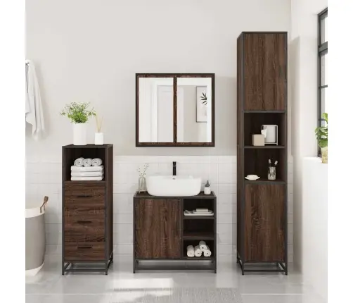 3-Daļīgs Vannasistabas Mēbeļu Komplekts, Ozolkoka Krāsa Vidaxl