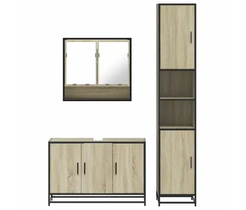 Vonios Baldų Komplektas, 3 Dalių, Ąžuolo, Apdirbta Mediena