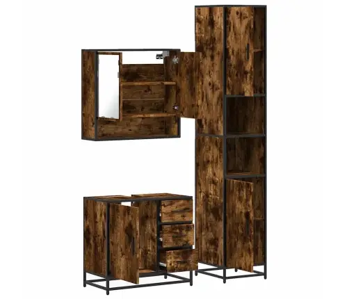 3-Daļīgs Vannasistabas Mēbeļu Komplekts, Ozolkoka Krāsa Vidaxl