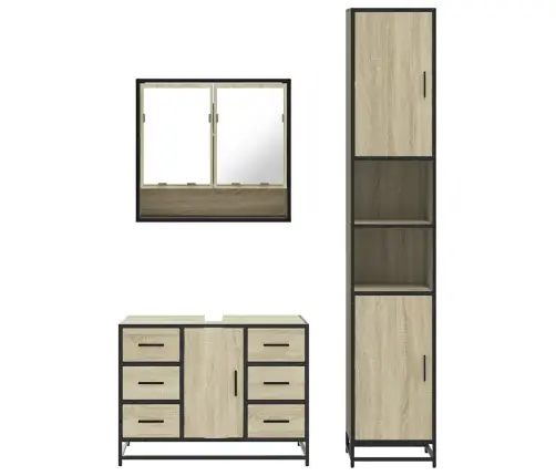 3-Osaline Vannitoa Mööblikomplekt, Sonoma Tamm, Tehispuit