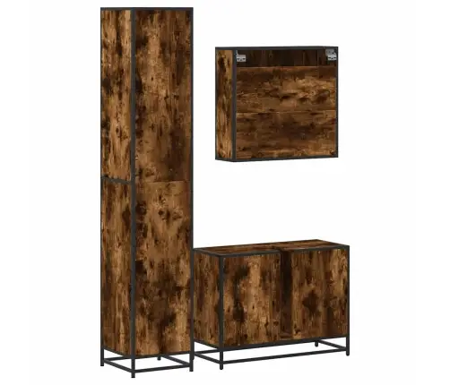 Vonios Baldų Komplektas, 3 Dalių, Dūminio Ąžuolo, Mediena