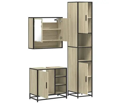 3-Daļīgs Vannasistabas Mēbeļu Komplekts, Sonomas Ozolkoka Vidaxl