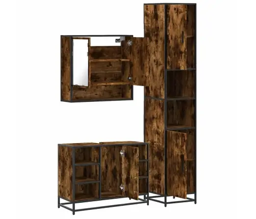 3-Daļīgs Vannasistabas Mēbeļu Komplekts, Ozolkoka Krāsa Vidaxl