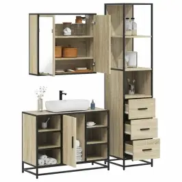 3-Osaline Vannitoa Mööblikomplekt, Sonoma Tamm, Tehispuit