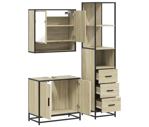 3-Daļīgs Vannasistabas Mēbeļu Komplekts, Sonomas Ozolkoka Vidaxl