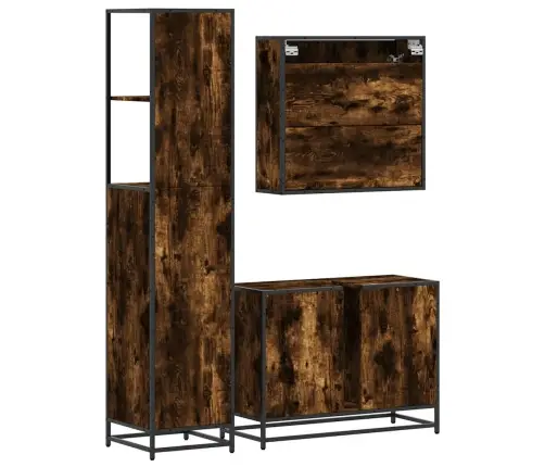 3-Daļīgs Vannasistabas Mēbeļu Komplekts, Ozolkoka Krāsa Vidaxl