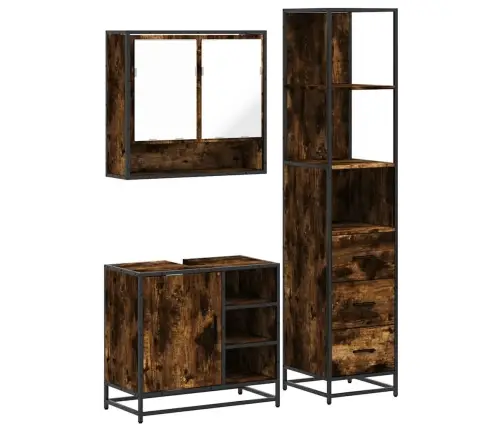 3-Daļīgs Vannasistabas Mēbeļu Komplekts, Ozolkoka Krāsa Vidaxl