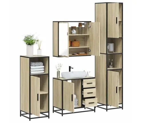 4-Daļīgs Vannasistabas Mēbeļu Komplekts, Sonomas Ozolkoka Vidaxl