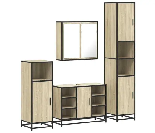 Vonios Baldų Komplektas, 4 Dalių, Ąžuolo, Apdirbta Mediena