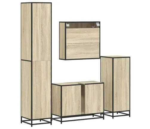 Vonios Baldų Komplektas, 4 Dalių, Ąžuolo, Apdirbta Mediena