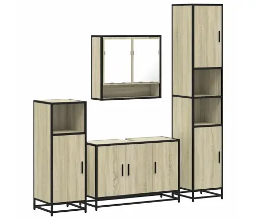 4-Osaline Vannitoa Mööblikomplekt, Sonoma Tamm, Tehispuit