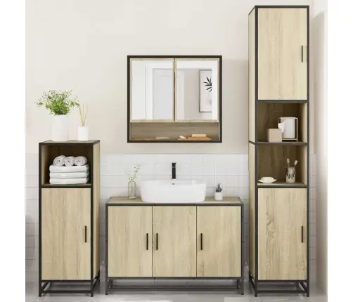 4-Osaline Vannitoa Mööblikomplekt, Sonoma Tamm, Tehispuit