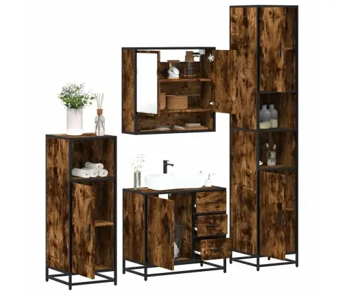 4-Daļīgs Vannasistabas Mēbeļu Komplekts, Ozolkoka Krāsa Vidaxl