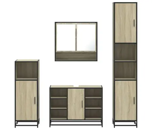 4-Daļīgs Vannasistabas Mēbeļu Komplekts, Sonomas Ozolkoka Vidaxl