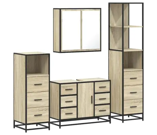 4-Osaline Vannitoa Mööblikomplekt, Sonoma Tamm, Tehispuit