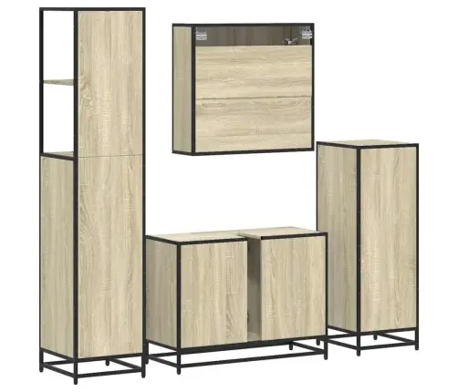 4-Osaline Vannitoa Mööblikomplekt, Sonoma Tamm, Tehispuit