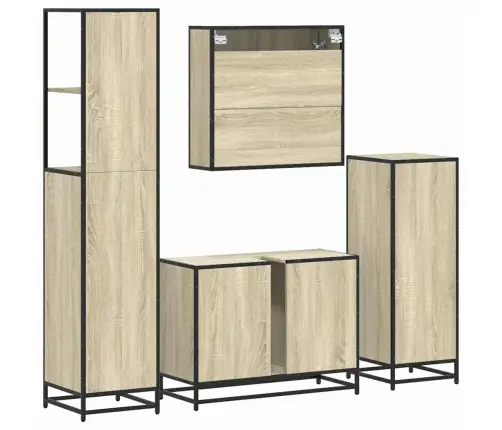 4-Osaline Vannitoa Mööblikomplekt, Sonoma Tamm, Tehispuit