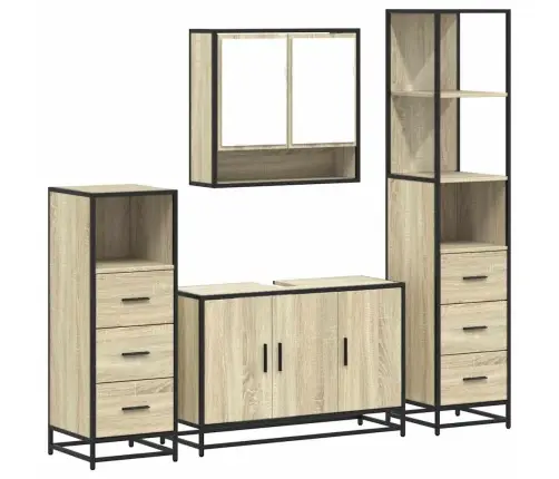 4-Osaline Vannitoa Mööblikomplekt, Sonoma Tamm, Tehispuit