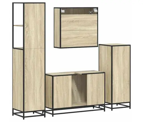 4-Osaline Vannitoa Mööblikomplekt, Sonoma Tamm, Tehispuit