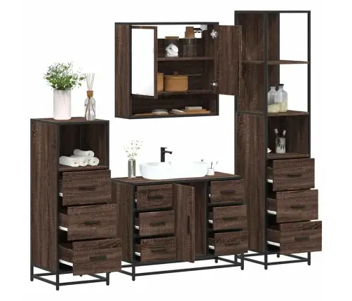 4-Daļīgs Vannasistabas Mēbeļu Komplekts, Ozolkoka Krāsa Vidaxl