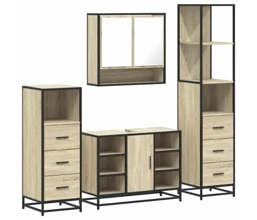 4-Daļīgs Vannasistabas Mēbeļu Komplekts, Sonomas Ozolkoka Vidaxl