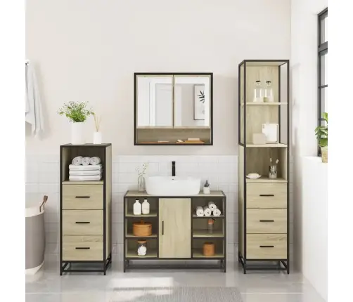 4-Daļīgs Vannasistabas Mēbeļu Komplekts, Sonomas Ozolkoka Vidaxl