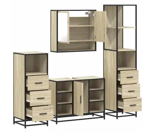 4-Daļīgs Vannasistabas Mēbeļu Komplekts, Sonomas Ozolkoka Vidaxl