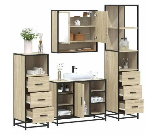 4-Daļīgs Vannasistabas Mēbeļu Komplekts, Sonomas Ozolkoka Vidaxl