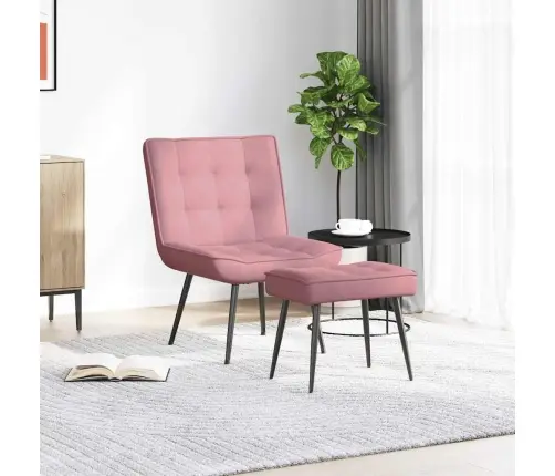 Atpūtas Krēsls Ar Kājsoliņu, Rozā Samts Vidaxl