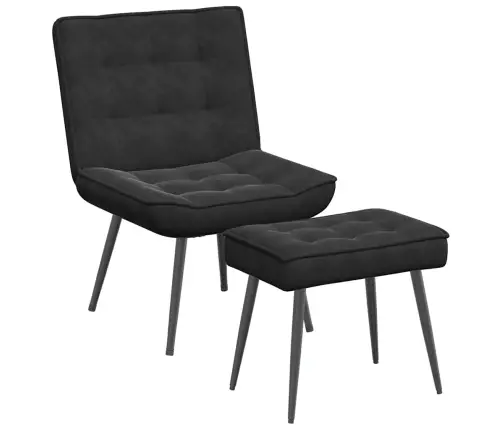 Atpūtas Krēsls Ar Kājsoliņu, Melns Samts Vidaxl