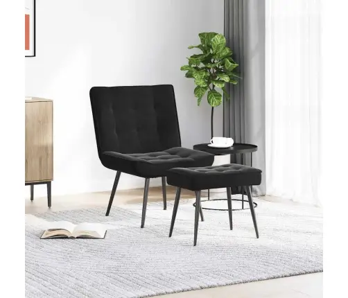 Atpūtas Krēsls Ar Kājsoliņu, Melns Samts Vidaxl