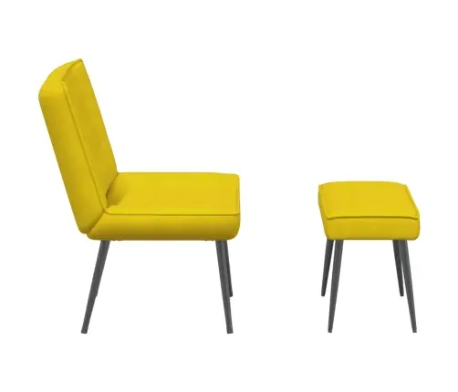 Poilsio Kėdė Su Taburete, Geltonos Spalvos, Aksomas