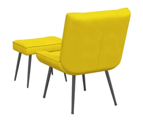 Poilsio Kėdė Su Taburete, Geltonos Spalvos, Aksomas