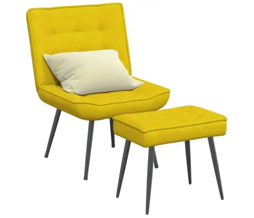 Poilsio Kėdė Su Taburete, Geltonos Spalvos, Aksomas