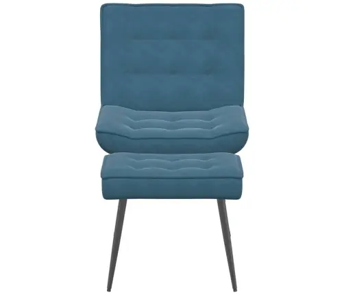 Poilsio Kėdė Su Taburete, Mėlynos Spalvos, Aksomas