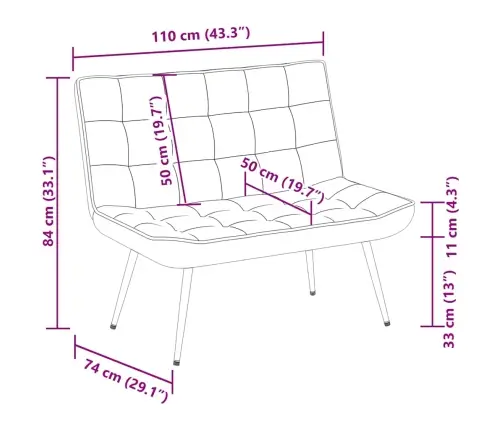 Sols, 110X74X84 Cm, Brūns Samts Vidaxl