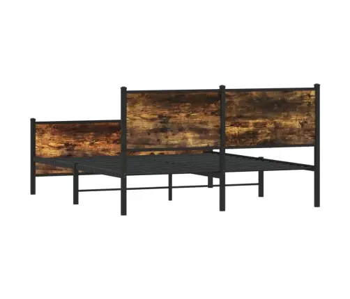 Metallist Voodiraam Ilma Madratsita Suitsutatud Tamm 140X190 Cm