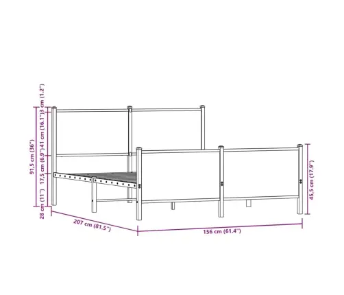 Gultas Rāmis Bez Matrača, Metāls, 150X200 M, Ozolkoka Imitācija Vidaxl
