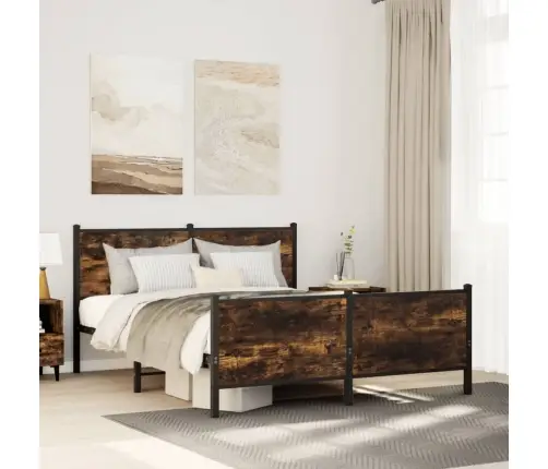 Gultas Rāmis Bez Matrača, Metāls, 150X200 M, Ozolkoka Imitācija Vidaxl