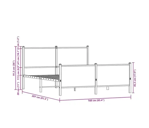 Lovos Rėmas Be Čiužinio, Dūminio Ąžuolo, 160X200cm Metalas