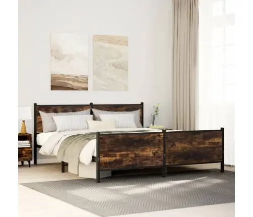 Metallist Voodiraam Ilma Madratsita Suitsutatud Tamm 200X200 Cm