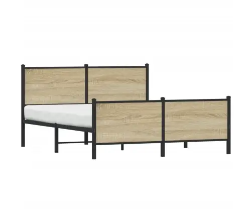 Gultas Rāmis Bez Matrača, Metāls, Ozolkoka, 140X190 Cm Vidaxl