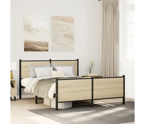 Metallist Voodiraam Ilma Madratsita Sonoma Tamm 140X190 Cm