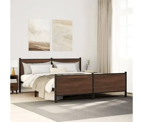 Gultas Rāmis Bez Matrača, Metāls, 183X213 Cm, Ozolkoka Krāsa Vidaxl