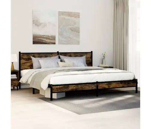 Gultas Rāmis Bez Matrača, Metāls, 193X203Cm, Ozolkoka Imitācija Vidaxl