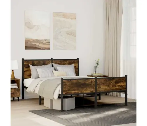 Gultas Rāmis Bez Matrača, Metāls, 150X200 M, Ozolkoka Imitācija Vidaxl