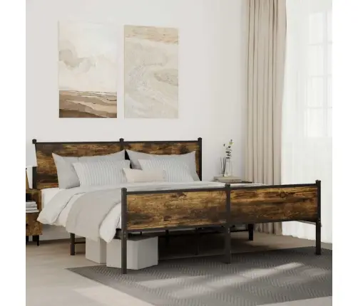 Metallist Voodiraam Ilma Madratsita Suitsutatud Tamm 160X200 Cm