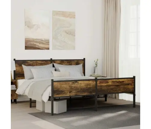 Metallist Voodiraam Ilma Madratsita Suitsutatud Tamm 180X200 Cm