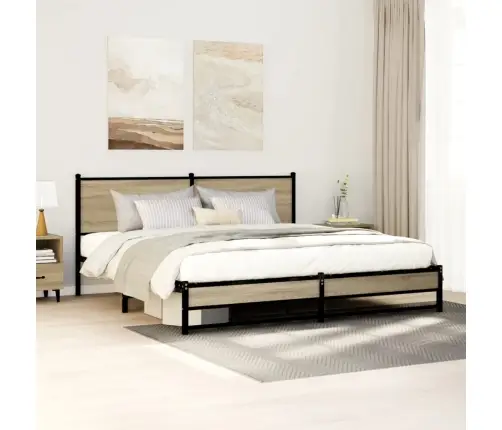 Gultas Rāmis Bez Matrača, Metāls, 180X200Cm, Ozolkoka Imitācija Vidaxl