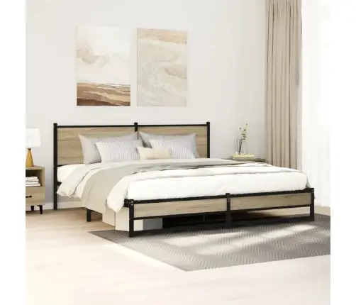 Gultas Rāmis Bez Matrača, Metāls, 180X200Cm, Ozolkoka Imitācija Vidaxl